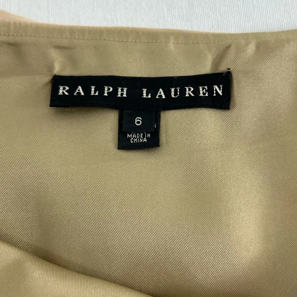 Ralph Lauren Black Label Silk Ruffle Skirt‎ Gold Beige Silk Lined Women’s 6 EUC
